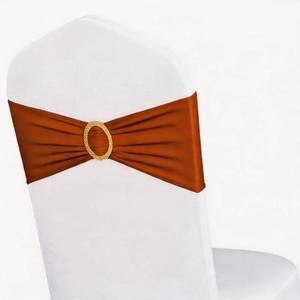 lot 3478 image: Pack of 50 Spandex Terracotta Chair Sashes with Gold Buckles, Stretch Chairs Sashes for Wedding Party Baby Shower Ceremony Event Decorations Chair Bands Bows (Teal Sashes, Gold Buckles) - Retail $136