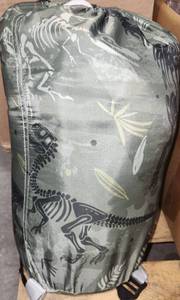 lot 3480 image: Wake In Cloud - Kids Sleeping Bag for Boys Toddlers, Camping in Warm Cold Weather, Backpacking Lightweight Compact Outdoor Liner for 3 Seasons, Dinosaur Sketch - Retail $0