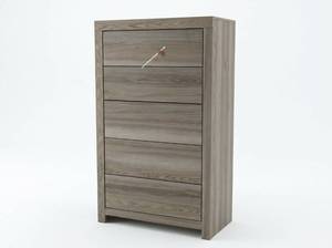 lot 20117 image: 5-Drawer Wood Chest of Drawers Gray Finish  Retail $430