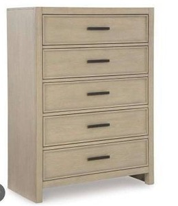 lot 20118 image: Ashley Calmoro 5 Drawer Chest of Drawers- Retail $719