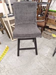 lot 20144 image: Upholstered Dining Chair Gray Fabric Black Legs