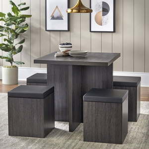 Mainstays 5-Piece Dexter Dining Set with Storage Stools | Retail $179