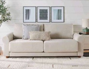 lot 20175 image: Better Homes & Gardens Owen 87.6 Rolled Arm Sofa, Effie Linen, Comes In 3 Boxes- Retail $698