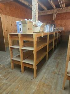 lot 22536 image: Wooden Storage Shelving Unit w Adjustable Shelves - Contents Not Included