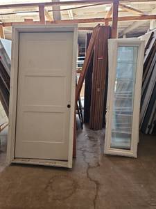 lot 22577 image: (3) Interior Doors with Glass Panels & Solid Panel Door