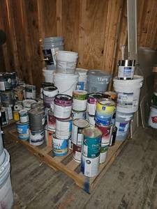 lot 22582 image: Large Lot of Assorted Paint & Coatings Lot - Benjamin Moore, Super Spec, Sherwin