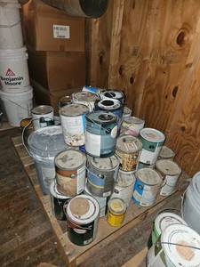 lot 22583 image: Large Lot of Assorted Paint & Coatings Lot - Benjamin Moore, Super Spec, Sherwin