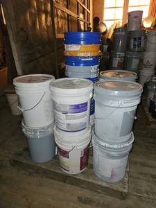 lot 22595 image: Lot of Paint & Coating Buckets with Lids