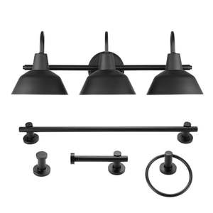 (1) Globe Electric 5-Piece Matte Black Bath Set with 24" LED Vanity Light