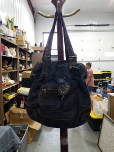 lot 1724 image: Denim Tote Bag with Heart-Shaped Studded Pocket