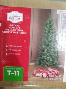 lot 1750 image: Holiday Time 6-Foot Non-Lit Wesley Pine Christmas Tree 378 Branch Tips