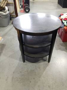 lot 1764 image: Round Side Table with Two Shelves Black