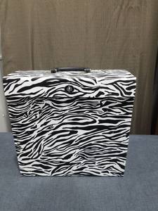 lot 1768 image: Zebra Print File Storage Box with Handle and File Dividers