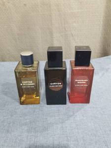 lot 1786 image: Bath & Body Works Fragrance Collection Coffee & Whiskey Canyon Mahogany Woods 3-Bottle Lot Partially Full