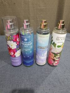 lot 1790 image: Bath & Body Works Fine Fragrance Mist Set 4 Bottles Partially Full