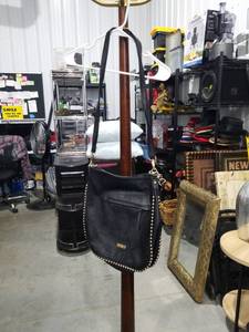 lot 1820 image: Black Shoulder Bag with Studded Trim and Chain Strap