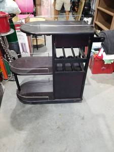 lot 1827 image: Black Utility Service Cart With Wine Rack