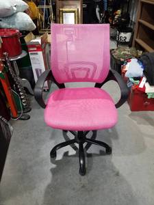 lot 1828 image: Pink Office Chair with Black Arms and Base