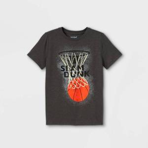 lot 1856 image: (4) Boys Slam Dunk Short Sleeve Graphic T-Shirt - Cat & Jack Charcoal Heather XS, GreyGrey