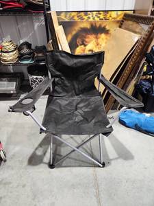 lot 1864 image: Folding Camping Chair Black with Cup Holder