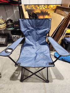 lot 1865 image: Folding Camping Chair with Cup Holder and Armrests Blue