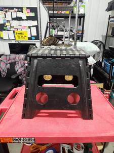 lot 1870 image: Folding Step Stool Black with Non-Slip Dot Surface and Carry Handle