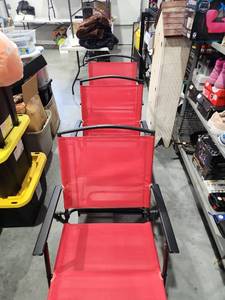 lot 1872 image: Red Stackable Patio Chairs with Black Frame 3 Pack