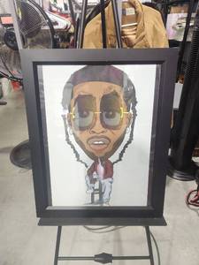 lot 2962 image: Framed Caricature Art Print Portrait Illustration 24x30