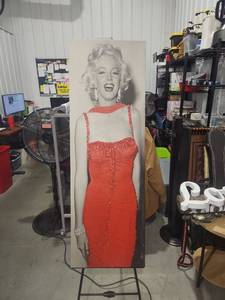 lot 2964 image: Portrait Print Red Dress Woman Graphic Art Canvas Panel