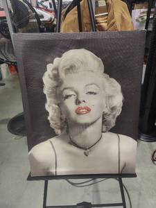 lot 2966 image: Portrait Print on Canvas with Black Stand Frame