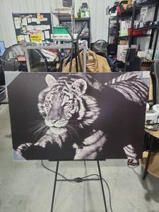 lot 2971 image: Tiger Cub Wall Art Canvas Print Black White 24x36