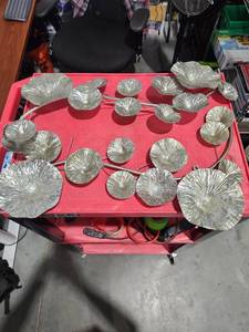 lot 2996 image: Pair of Metal Floral Wall Decor