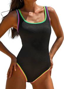 lot 48135 image: popvil Womens One Piece Swimsuit Modest Neon Bathing Suit SIZE M