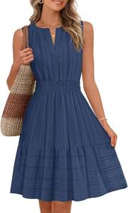 lot 48147 image: MEROKEETY Womens Summer Casual Beach Vacation Sleeveless Mini Sundress 2026 SIZE M