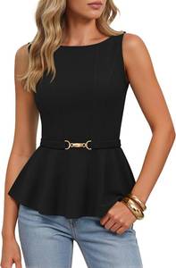 lot 48153 image: ZESICA Womens Sleeveless Business Casual Peplum Tank Tops SIZE XL