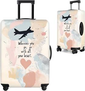 lot 48157 image: Wherever You Go, Go with All Your Heart Airplane Design Luggage Cover, Suitcase Protector for 18-22 Inch Luggage, Stretchable, Machine Washable, Artistic Travel Accessory,S