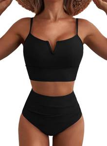 Herseas High Waisted Bikini Sets for Women - V Wire Two Piece Swimsuits Swim Suits 2026 Tummy Control Bathing Suit SIZE L
