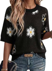 lot 48161 image: Dokotoo Womens Sweaters Casual Creweck Short Sleeve Cotton Knit Summer Tops SIZE XXL