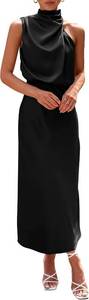 lot 48166 image: PRETTYGARDEN Womens Summer Satin Maxi Cocktail Dress SIZE L