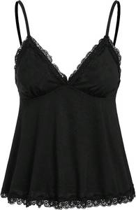 lot 48169 image: SHENHE Womens Lace Tank Top V Neck Sleeveless Cami Shirts Y2K Flowy Summer Babydoll Tops SIZE L