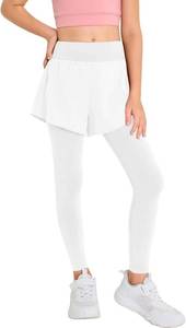 lot 48198 image: Haloumoning 2 in 1 Girls Leggings with Shorts Kids High Waist Colorblock Athletic Yoga Dance Pants 12-14 Years