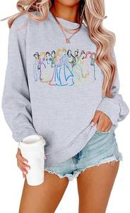 lot 48200 image: BANGELY Fantastical Sweatshirt Women Cute Embroidered Fantastical Princess Sweater Family Vacation Shirt Long Sleeve Top SIZE XL