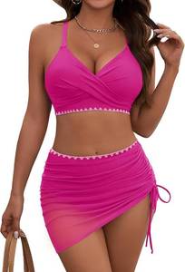 lot 48202 image: Womens Bikini Sets V Neck High Waisted Swimsuits Twist Front Shell Stitched Two Piece Swimsuit SIZE M