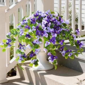 lot 48221 image: Faux Bougainvillea Artificial Flowers Plants for Outdoor Spring Summer Decoration, 2 Pcs Fake Silk Flower Outside UV Resistant Realistic Long Trailing Vines for Home Porch Patio Balcony Yard(Purple)