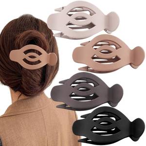 lot 48231 image: SuPoo 4PCS 5 Inch Flat Claw Clips for Women Large Flat Hair Clips French Concord Hair Clips Side Slide Volume Clips Strong Hold Lay Hair Barrettes Duck Billed Hair Claws for Thick Thin Hair