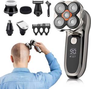 lot 48240 image: Electric Razor for Head,VoltPanther Head Shavers for Bald Men,Magnetic Detachable Bald Head Shaver,IPX6 Waterproof Wet Dry Razors for Men,LED Display Rechargeable 5D Rotary Shaver with Type C Charge