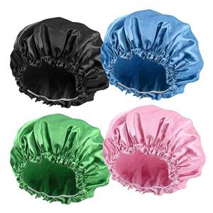 lot 48241 image: Shower Cap Reusable Waterproof Shower Caps For Women, Plastic Hair Cap For Shower, Large Shower Cap For Long Hair,4 Pcs Double Layers Environmental Protection Hair Bath Hat