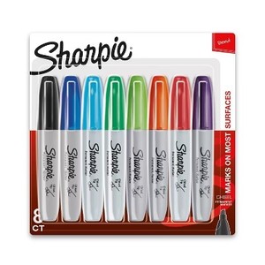 lot 48253 image: Sharpie 8pk Permanent Markers Chisel Tip Multicolored Bold Thick Markers for Art & Office, Quick Drying, Water-Resistant