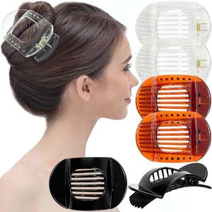 lot 48264 image: RC ROCHE 6 Pcs Flat Claw Hair Clips for Women No Slip, Large Brown Black