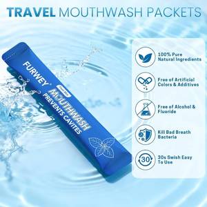lot 48270 image: FURWEY Mouthwash, Portable Adult Travel Mouthwash,Free of Alcohol and Fluoride,Help Kill of Bad Breath Germs, Prevents Cavities, Fresh Mint,Disposable Packs (Pack of 110)